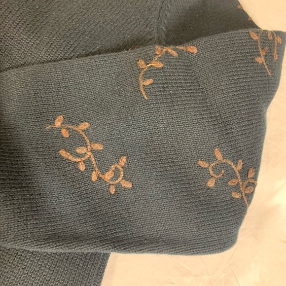 Talbots Womens Sweater Large P Embroidered Paisley Flowers VTG - Picture 8 of 9